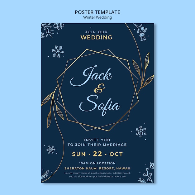Handgezeichnetes Winterhochzeitsplakat