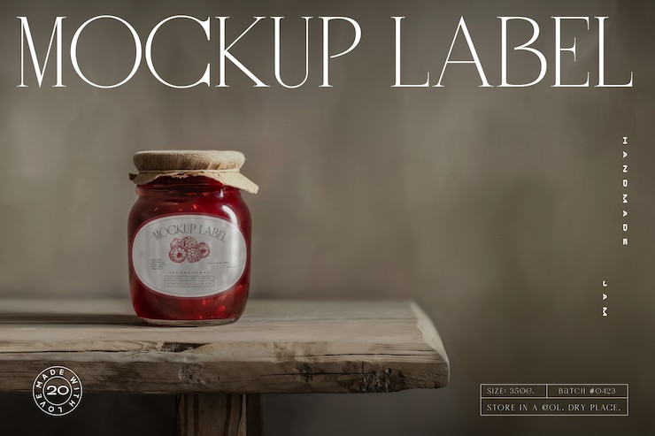 PSD handmade sauce mockup label
