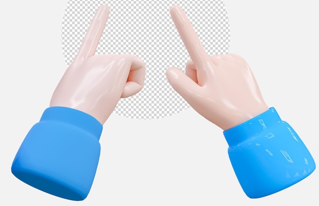 hands gestures realistic 3d cartoon icon character hand shows touchscreen gestures