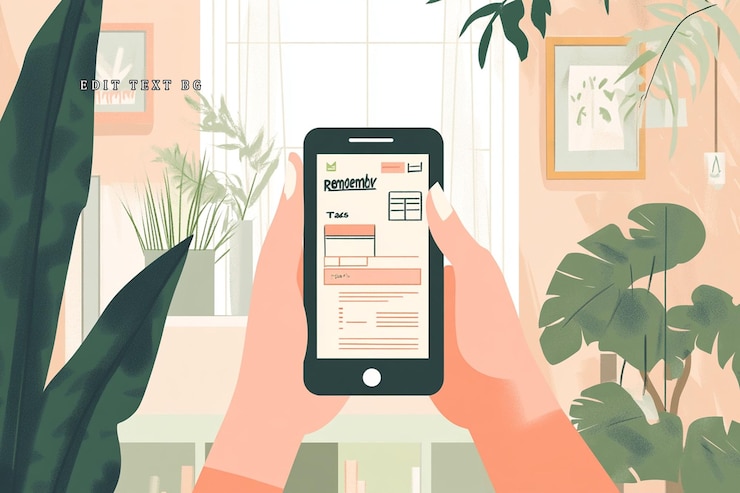 PSD hands holding smartphone displaying online invoice