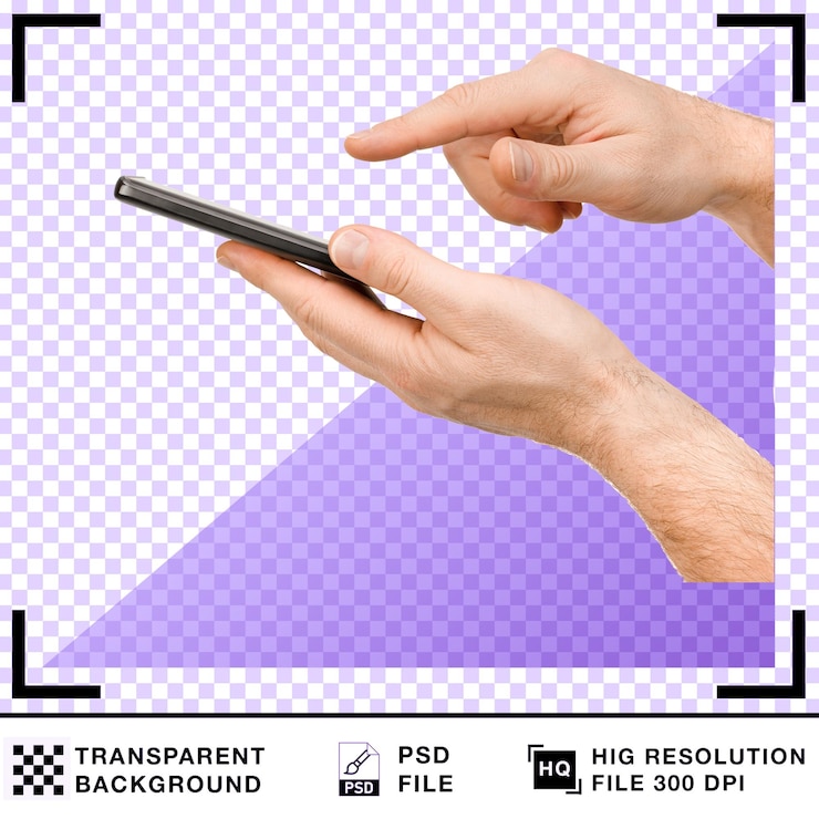 PSD hands interacting with a smartphone