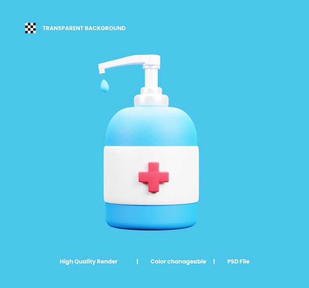 Handsanitizer 3D-Symbol oder Handwasch 3D-Symbol-Illustration