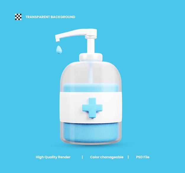 PSD handsanitizer 3d-symbol oder handwasch 3d-symbol-illustration