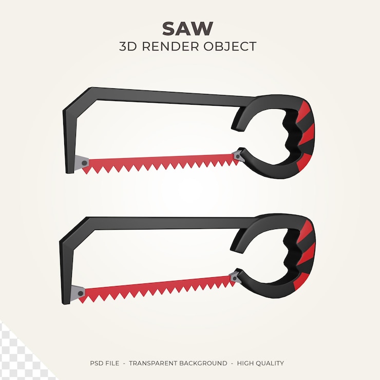 PSD handsaw 3d rendering