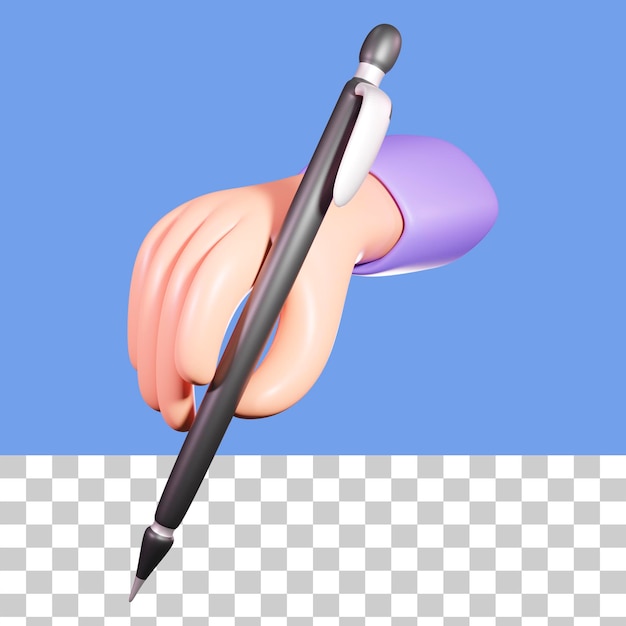 Handschrift mit einem stift 3d illustration