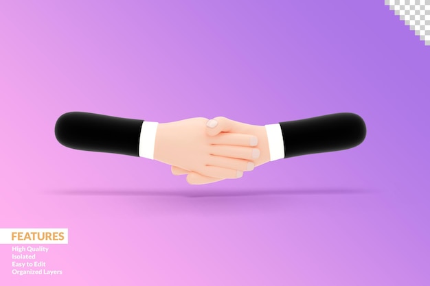 Handshake-geste der 3d-hände