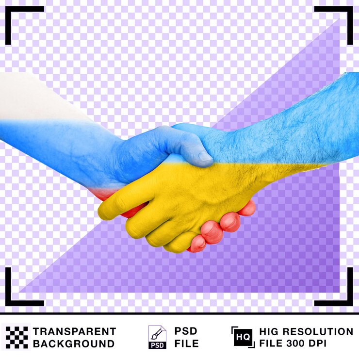 PSD handshake of ukraine and russia symbol of peace