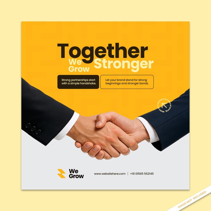 PSD handshake parceria amp colaboração de negócios mídia social post psd template