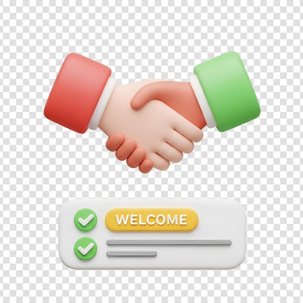 Handshake Welcome Agreement and Partnership isolated on transparent background