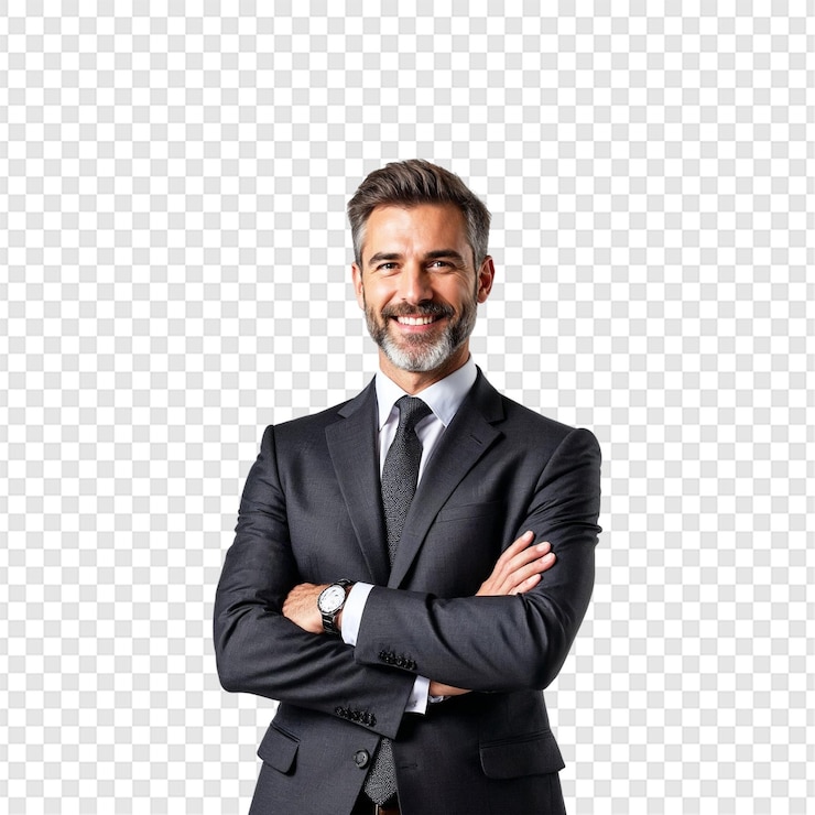 PSD handsome young businessman holding folder isolated on transparent background