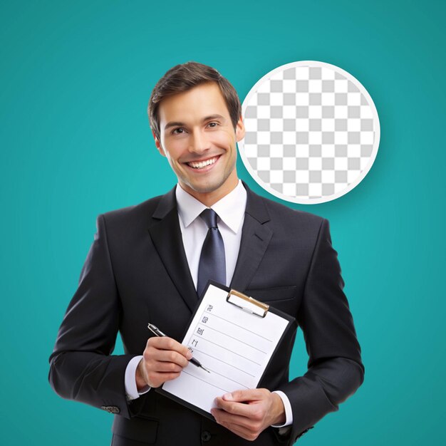 PSD handsome young businessman with a digital tablet