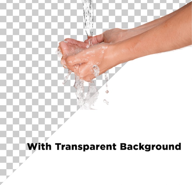Handwaschen oder Handreinigung mit Wasser PNG PSD isoliert auf durchsichtigem Hintergrund