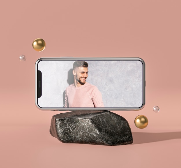 Handy 3d Modell auf Marmorfelsen