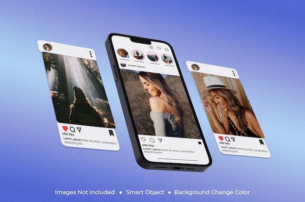 Handy mit Instagram-Post-Mockup