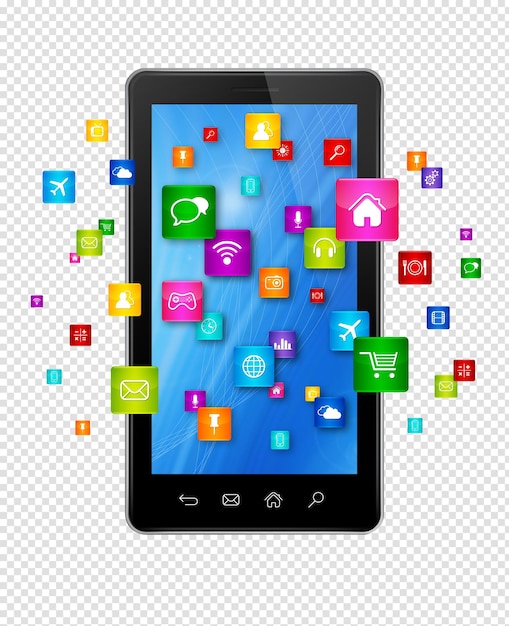 PSD handy und fliegende apps ikonen