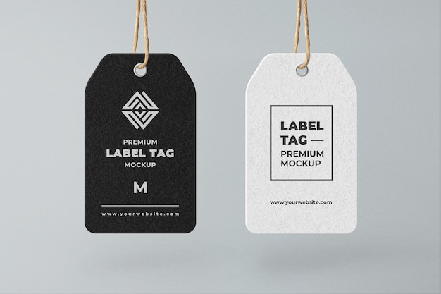 Hanging tag label mockup schwarz-weiß-minimalist