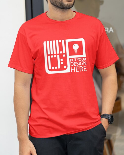 PSD hangout t-shirt com qualquer cor mockup