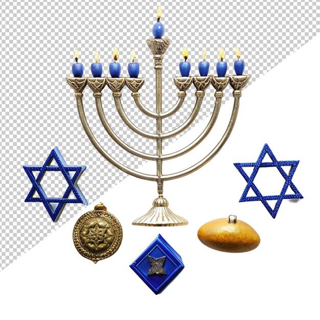 PSD hanukkah-kerzen auf durchsichtigem hintergrund