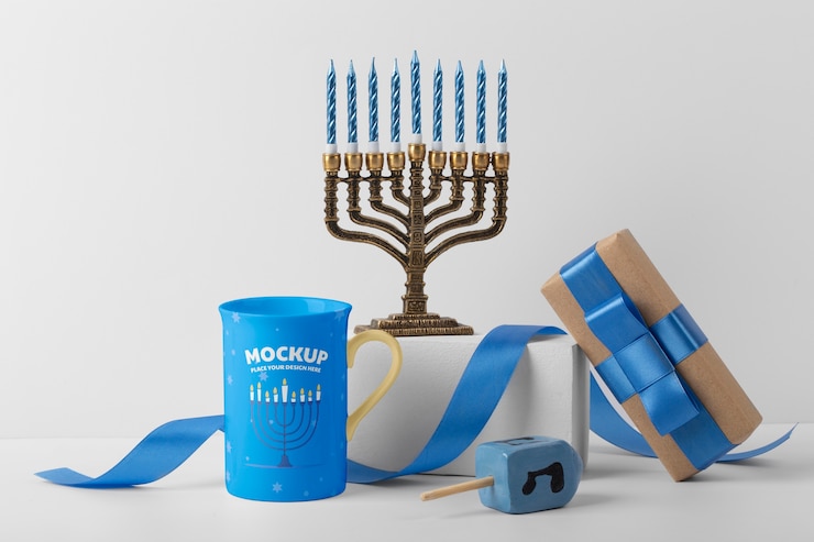 PSD hanukkah merchandising mockup design