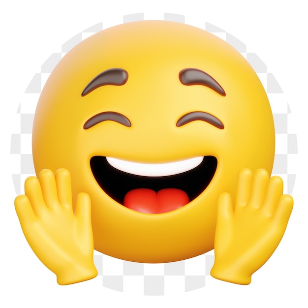 Happy 3D Emoji with Hands Up