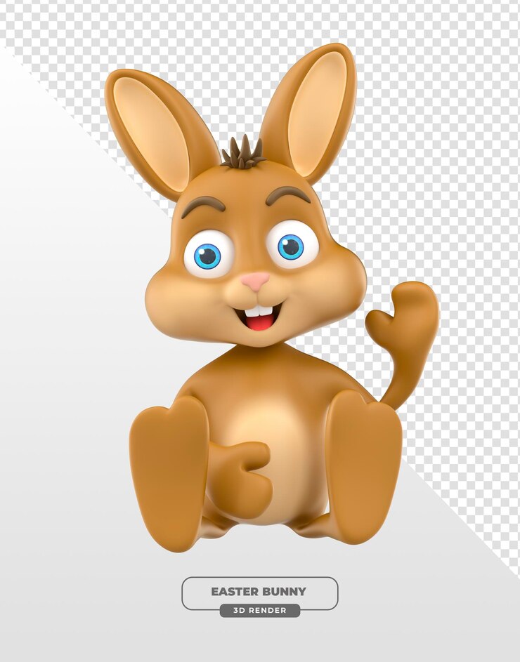PSD happy 3d rendered easter bunny with a wave