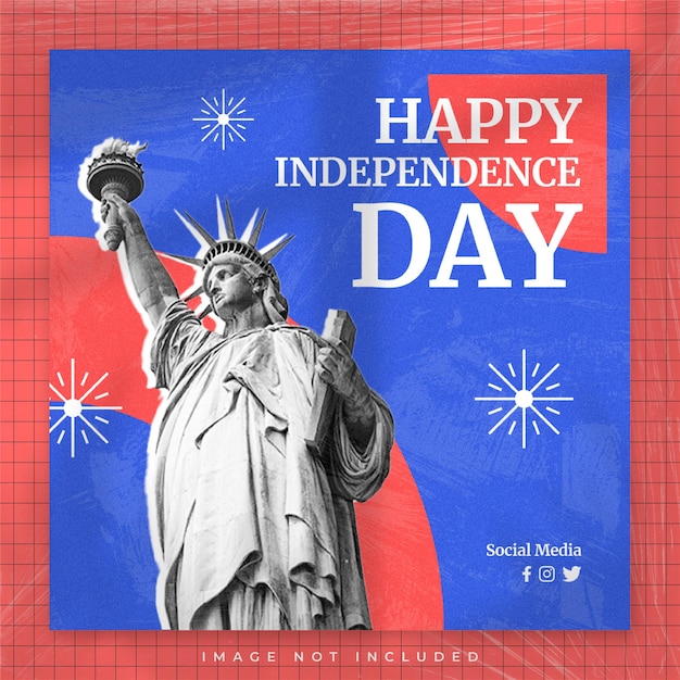 PSD happy 4th of july holiday usa independence day design modèle de publications sur les médias sociaux