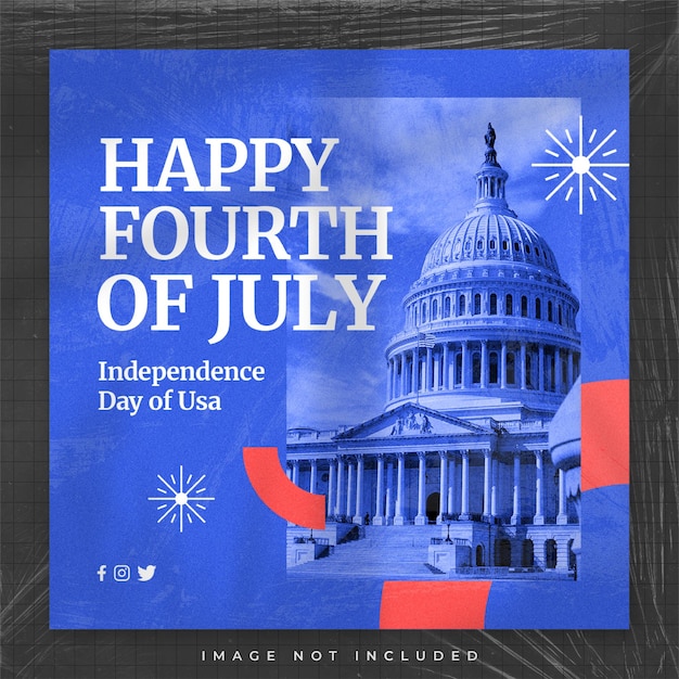 PSD happy 4th of july holiday usa independence day design modèle de publications sur les médias sociaux