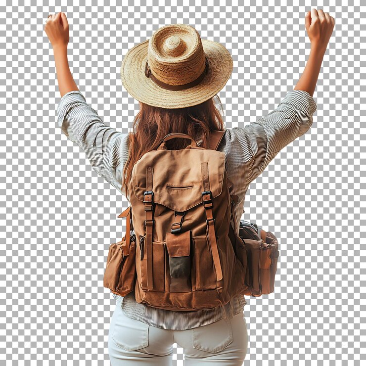 PSD happy backpacker isolado em fundo transparente