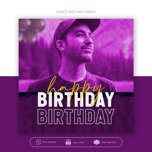 PSD happy birthday instagram posts design