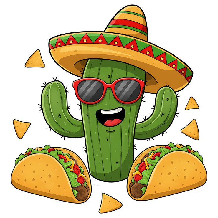 PSD happy cactus com o vetor taco