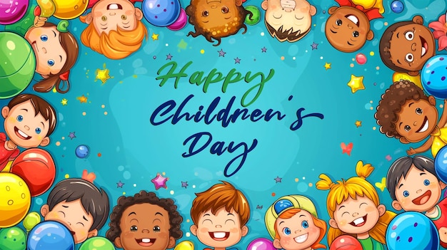 Happy Children's Day PSD Disegno di poster per i social media