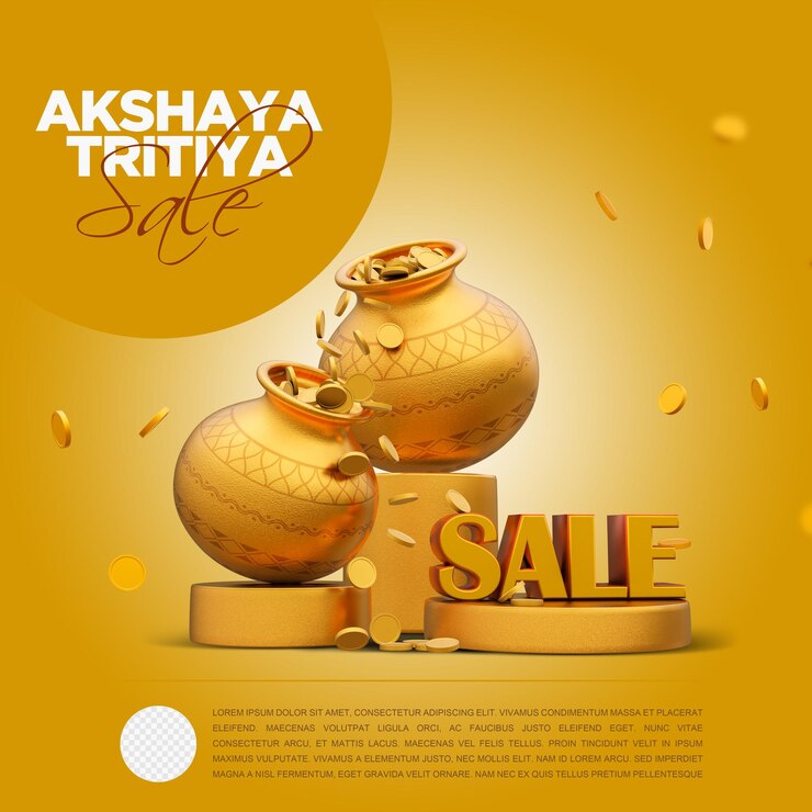 Happy Dhanteras ou Akshaya Tritiya 3D Rendered Pot Banner design com fundo transparente