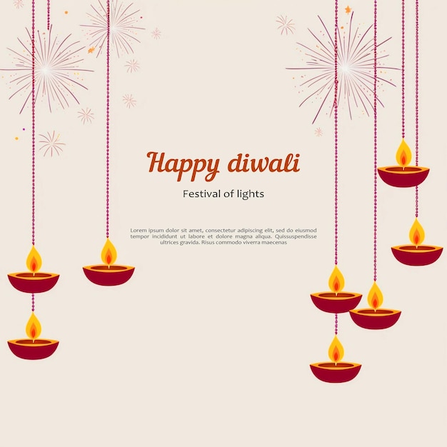 Happy Diwali Diya design pour le festival hindou sur un fond blanc