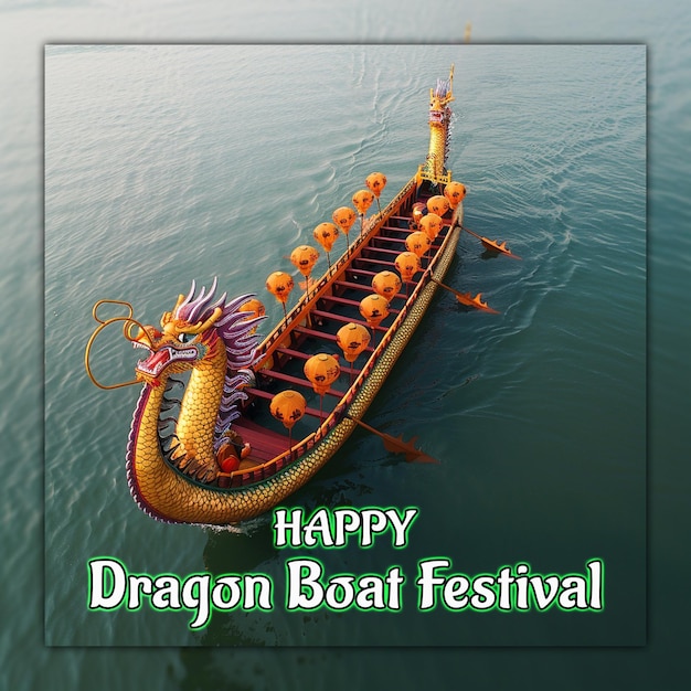 Happy dragon boat festival celebração chinesa barco dragão zongzi para design de mídia social