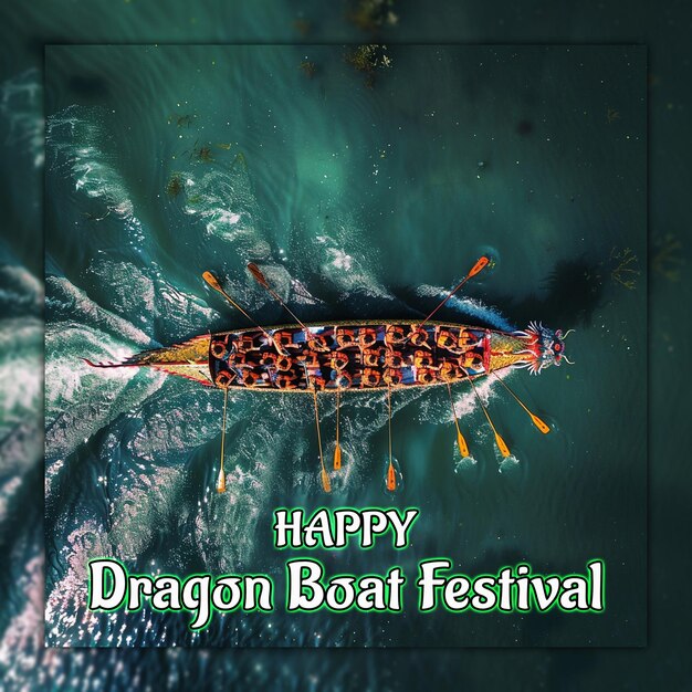 PSD happy dragon boat festival célébration chinoise bateau dragon zongzi pour le design des médias sociaux