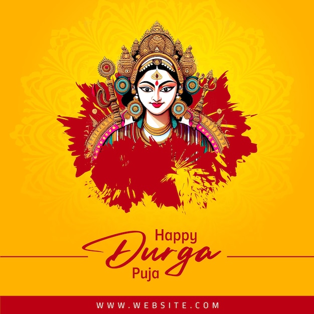 Happy Durga Puja Social Media Post Banner Design Vorlage
