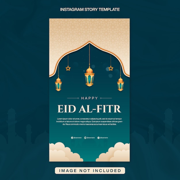 Happy Eid AlFitr Banner Vorlage für eine Instagram-Geschichte mit islamischem Hintergrund