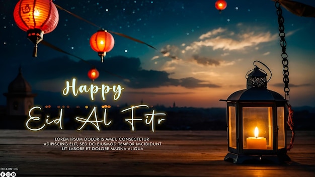 Happy Eid Alfitr Poster mit einem Hintergrund Typ