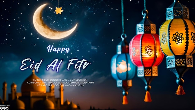 Happy Eid Alfitr Poster mit einem Hintergrund Typ