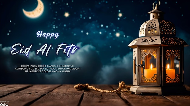 Happy Eid Alfitr Poster mit einem Hintergrund Typ