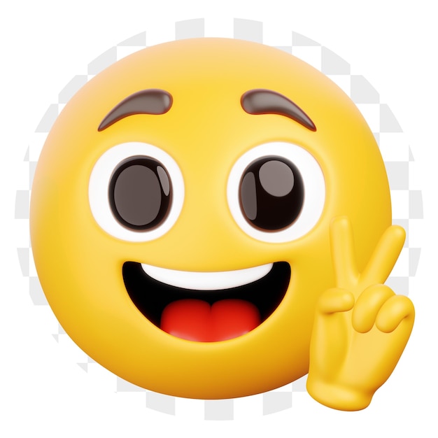 Happy Emoji with Peace Sign