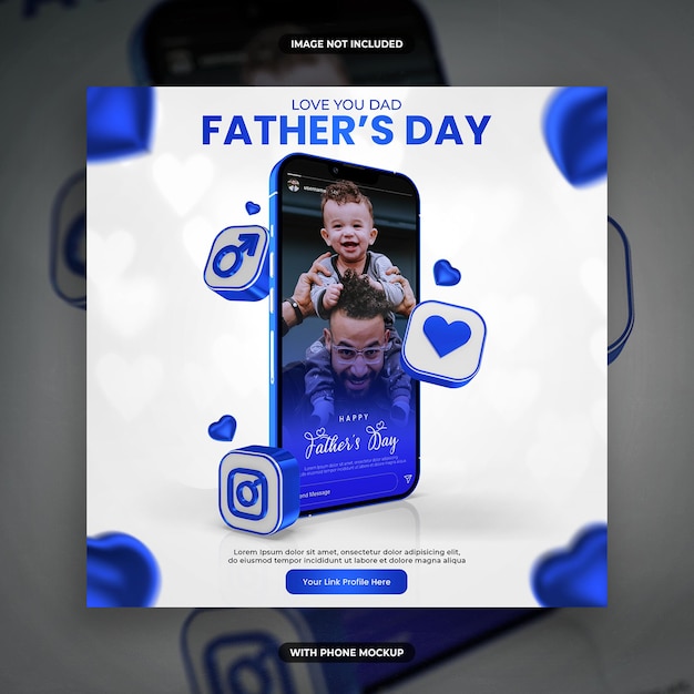 Happy Fathers Day Social Media Post Vorlage mit Telefonmodell