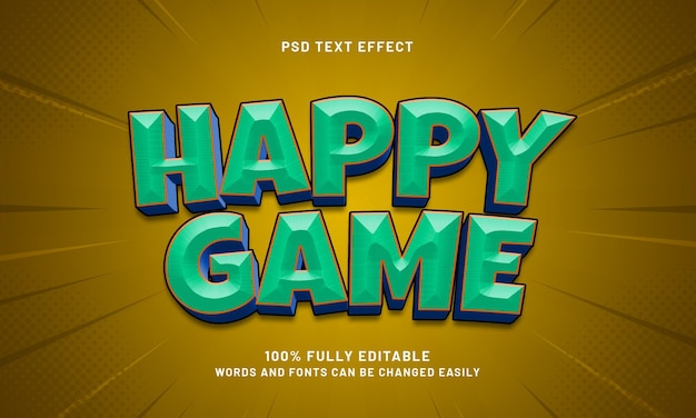 happy game editable text effect with a game and joyful