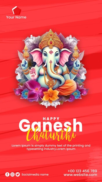 Happy Ganesh Chaturthi Instagram Story et autres modèles de publication sur les réseaux sociaux Fichier PSD de conception