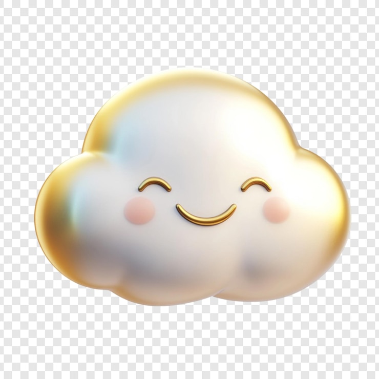 PSD happy golden cloud caracter de desenho animado 3d render