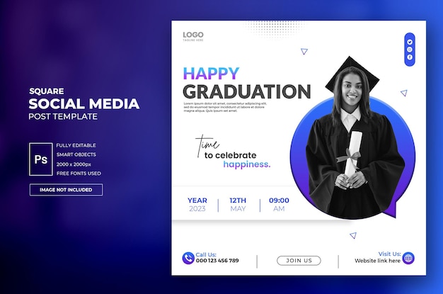 Happy graduation square social media beitragsvorlage