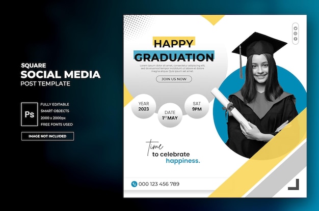 Happy Graduation Square Social Media Beitragsvorlage