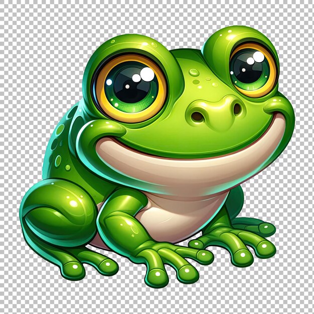 PSD happy green frog cartoon character clipart