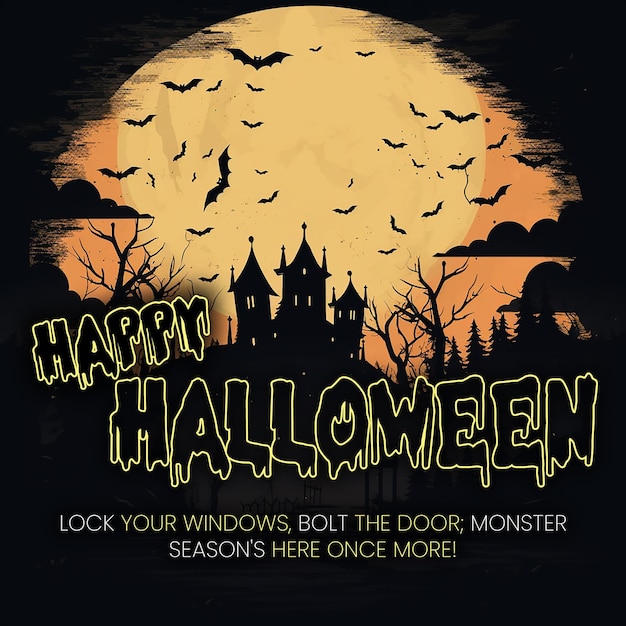 PSD happy halloween-grußkarte psd halloween wünscht text happy halloween und zitiert süßes oder saures