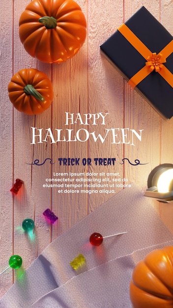 Happy halloween social media post oder story in 3d-rendering